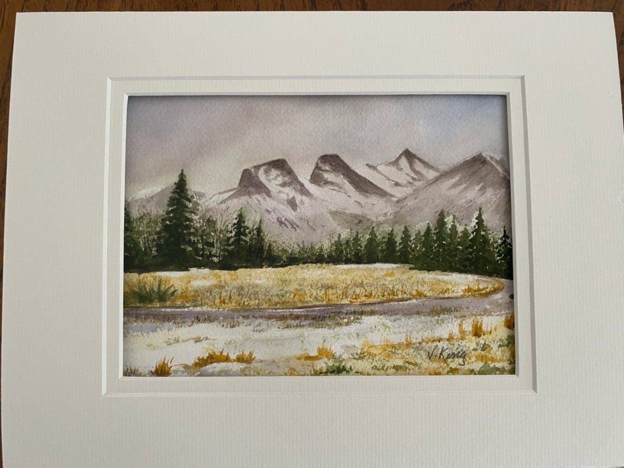 Vivian - Finished watercolour with mat to fit 9x12 frame - Three Sisters Vivian - Finished watercolour with mat to fit 9x12 frame - Three Sisters