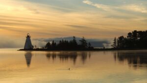 Images at dawn from the waterfront at Baddeck